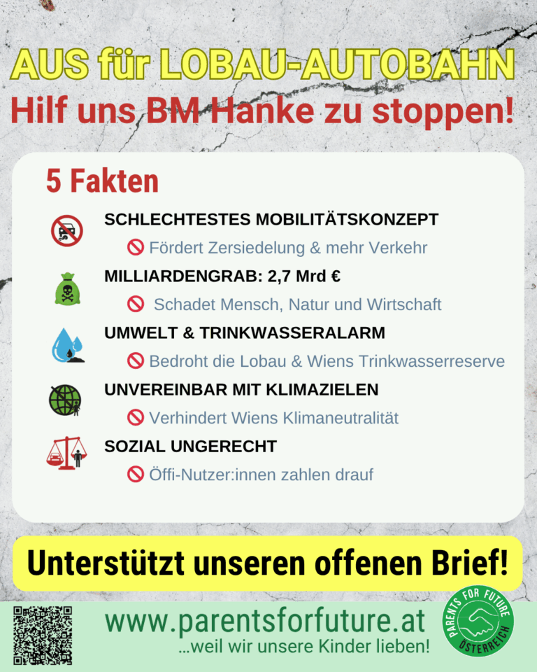 Mehr über den Artikel erfahren Aus für die Lobau-Autobahn! Hilf uns, Bundesminister Hanke zur Vernunft zu bringen!