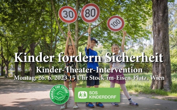 Read more about the article Intervention am Stock-im-Eisen-Platz, 1010 Wien:„Kinder fordern Sicherheit“ 30/80/100 – gegen Rasen im Straßenverkehr